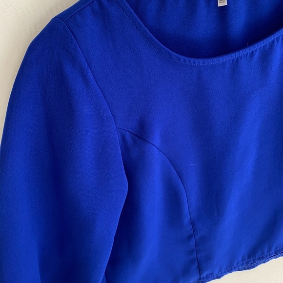 Tobi Royal Blue 3/4 Sleeve crop Blouse, Size S - Picture 2 of 7